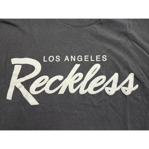 Young & Reckless Los Angeles Crew Neck Short Sleeve Logo Tee Size L Black White - Picture 2 of 7